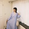 （預購）海天一線！澎袖條紋傘擺洋裝 S/M/L