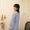 （預購）海天一線！澎袖條紋傘擺洋裝 S/M/L