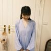 （預購）海天一線！澎袖條紋傘擺洋裝 S/M/L