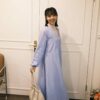 （預購）海天一線！澎袖條紋傘擺洋裝 S/M/L