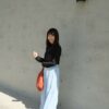 水藍幻境！高腰傘狀褲腳寬版牛仔褲 S/M
