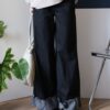 莊園旅人！反摺高腰牛仔寬褲 S/M/L