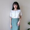 Japan❀清晨雨曦！撞色車線木耳邊上衣 二色售