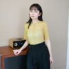 nomo ꕤ 夏花初放！立體中線蕾絲短袖上衣 黃