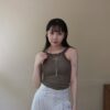 nomo ꕤ 晨光漫遊！微光澤削肩bra top（S/M/L）咖