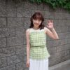 nomo ꕤ 花開未滿！露背細肩綁帶背心（S/M/L） 格子
