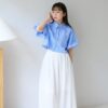 〔 ❗️限量預購 〕nomo ꕤ 澎然心動！澎袖綁帶短袖襯衫 條紋