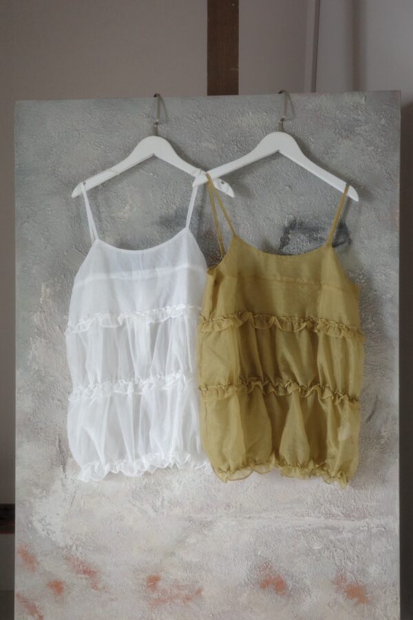 nomo ꕤ  夏日光芒！荷葉層次細肩帶背心（S/M/L）黃
