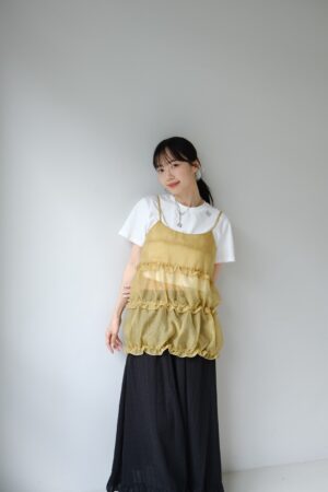 nomo ꕤ  夏日光芒！荷葉層次細肩帶背心（S/M/L）黃
