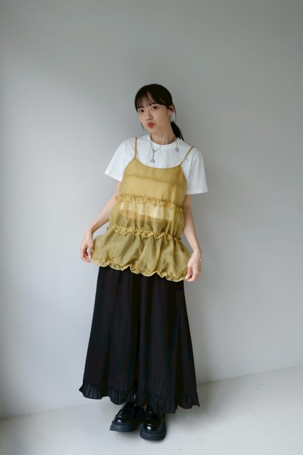 nomo ꕤ  夏日光芒！荷葉層次細肩帶背心（S/M/L）黃