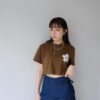 nomo ꕤ   小花飛揚！小花logo格子造型短版上衣 （S/M/L）咖