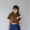 nomo ꕤ   小花飛揚！小花logo格子造型短版上衣 （S/M/L）咖