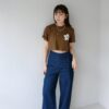 nomo ꕤ   小花飛揚！小花logo格子造型短版上衣 （S/M/L）咖