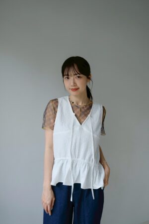 nomo ꕤ  交錯時光！3way 緹花綁帶背心（S/M/L）白
