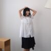 nomo ꕤ 晴空萬里！立體縐褶中山領襯衫 白