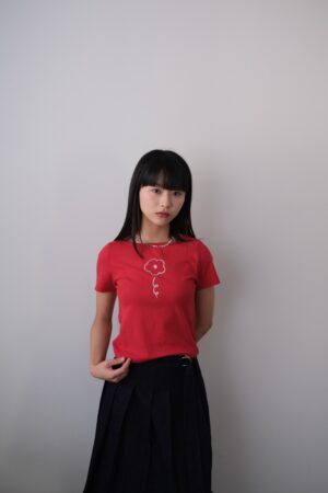 nomo ꕤ 城市微光！光澤印製小花logo短袖T恤（S/M/L） 紅