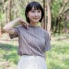 nomo ꕤ 隨性時光！小高領設計短袖上衣 （S/M/L）藍咖混色