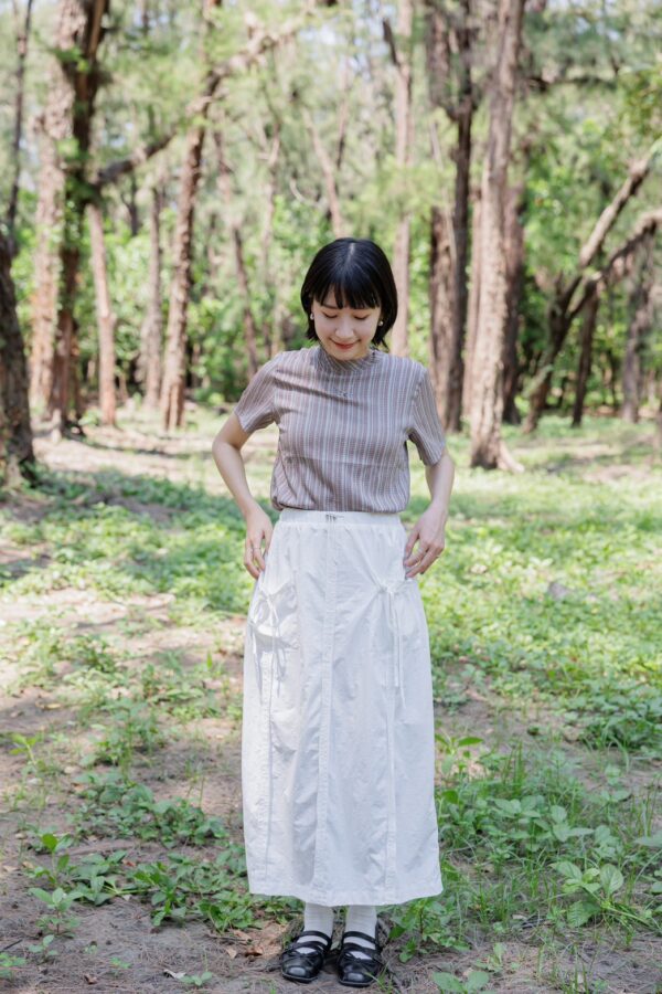 nomo ꕤ 隨性時光！小高領設計短袖上衣 （S/M/L）藍咖混色