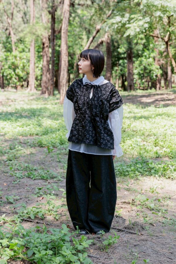 nomo ꕤ 田間野趣！緹花落肩綁帶背心