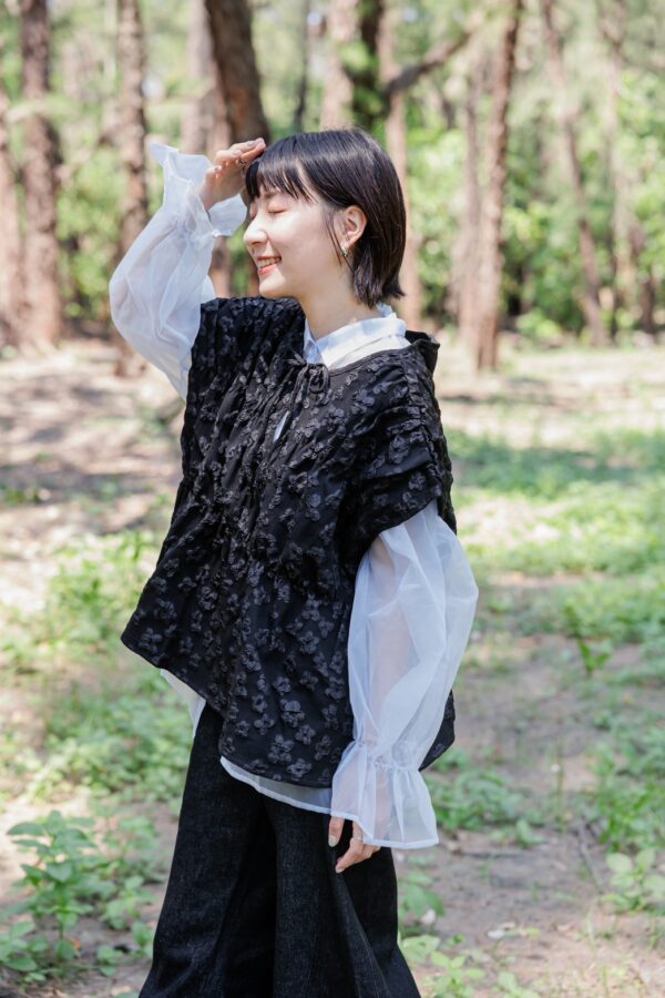 nomo ꕤ 田間野趣！緹花落肩綁帶背心