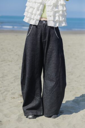 ❗️限量預購❗️ ꕤ 自由足跡！寬版牛仔丹寧錐形褲 （S/M/L）