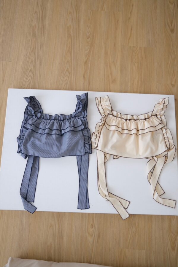 nomo ꕤ 映日微光！側綁帶短版背心 條紋