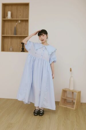 LINE_ALBUM_1103_251031_18 nomo ꕤ 雲上慢讀!大領片澎袖洋裝 藍