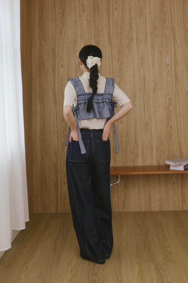 nomo ꕤ 映日微光！側綁帶短版背心 條紋