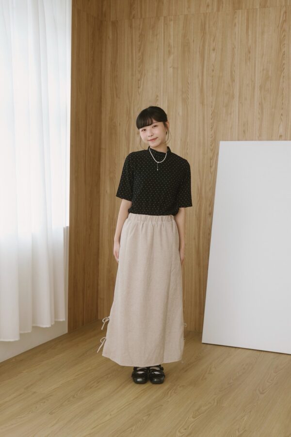 nomo ꕤ 緞語心弦！蝴蝶結造型毛呢長裙 （S/M/L）米白