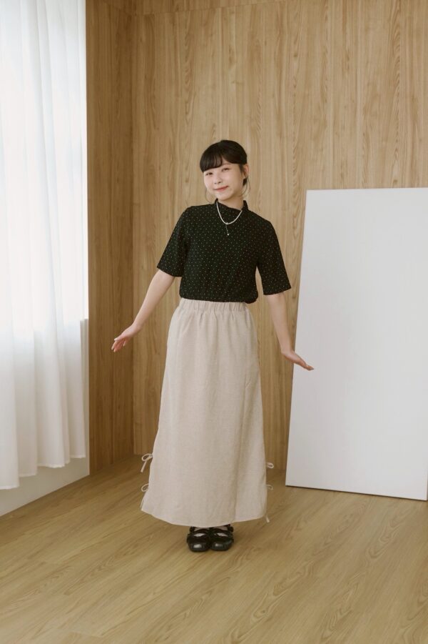 nomo ꕤ 緞語心弦！蝴蝶結造型毛呢長裙 （S/M/L）米白