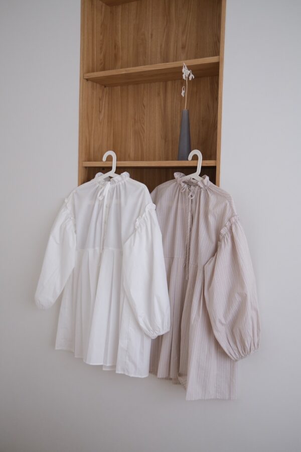 ❗️限量預購❗️ ꕤ 浮影晨露！澎袖立體小洋裝 白