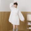 ❗️限量預購❗️ ꕤ 浮影晨露！澎袖立體小洋裝 白