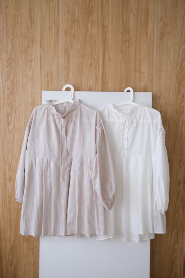 ❗️限量預購❗️ ꕤ 浮影晨露！澎袖立體小洋裝 條紋