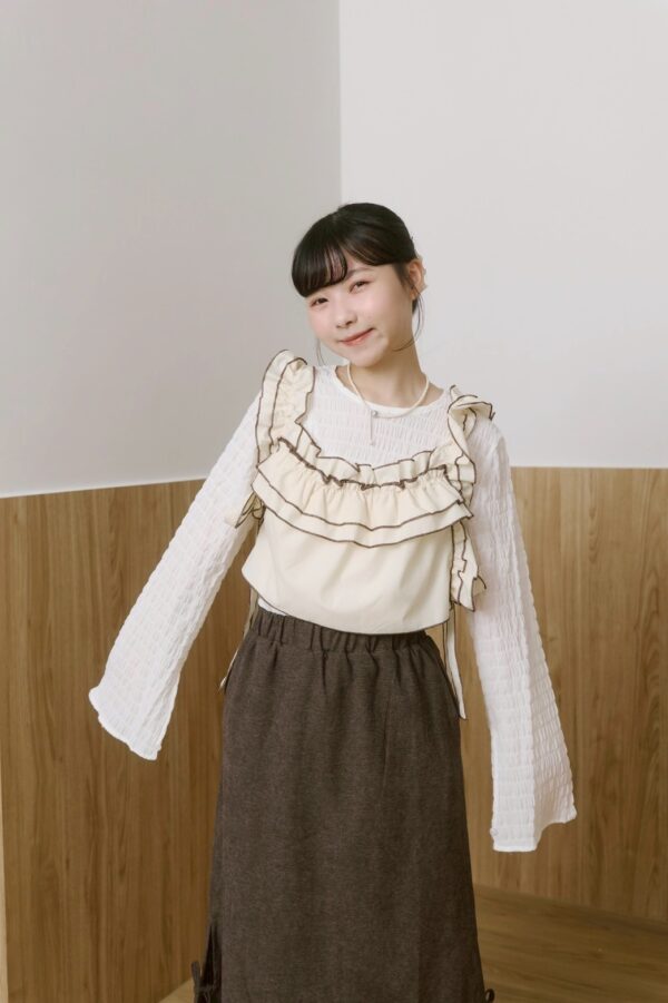 nomo ꕤ 映日微光！側綁帶短版背心 白咖