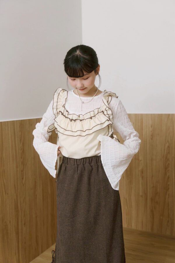 nomo ꕤ 映日微光！側綁帶短版背心 白咖