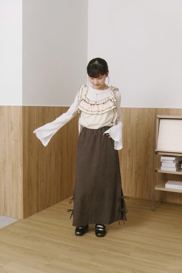 ❗️限量預購❗️ꕤ 緞語心弦！蝴蝶結造型毛呢長裙 （S/M/L）咖