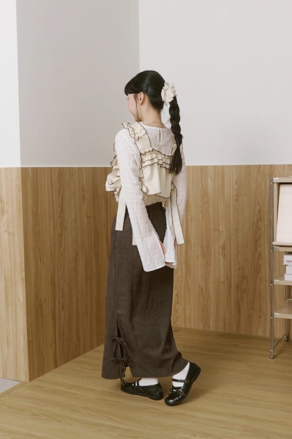 ❗️限量預購❗️ꕤ 緞語心弦！蝴蝶結造型毛呢長裙 （S/M/L）咖