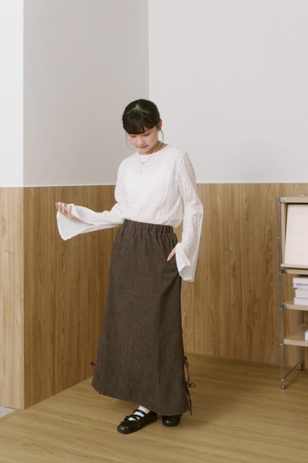 nomo ꕤ 午後薄光！2way設計傘袖織紋上衣 （S/M/L）白