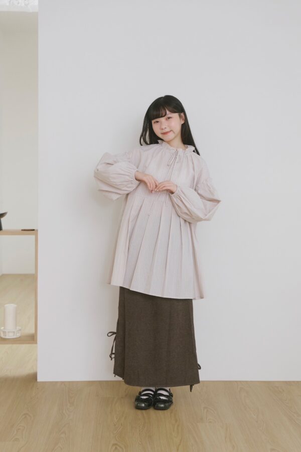 ❗️限量預購❗️ ꕤ 浮影晨露！澎袖立體小洋裝 條紋