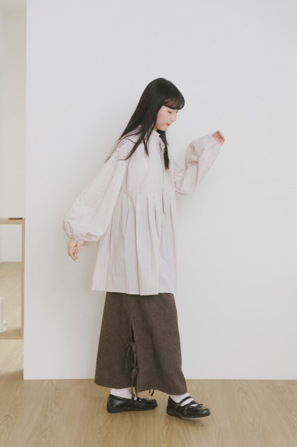 ❗️限量預購❗️ ꕤ 浮影晨露！澎袖立體小洋裝 條紋