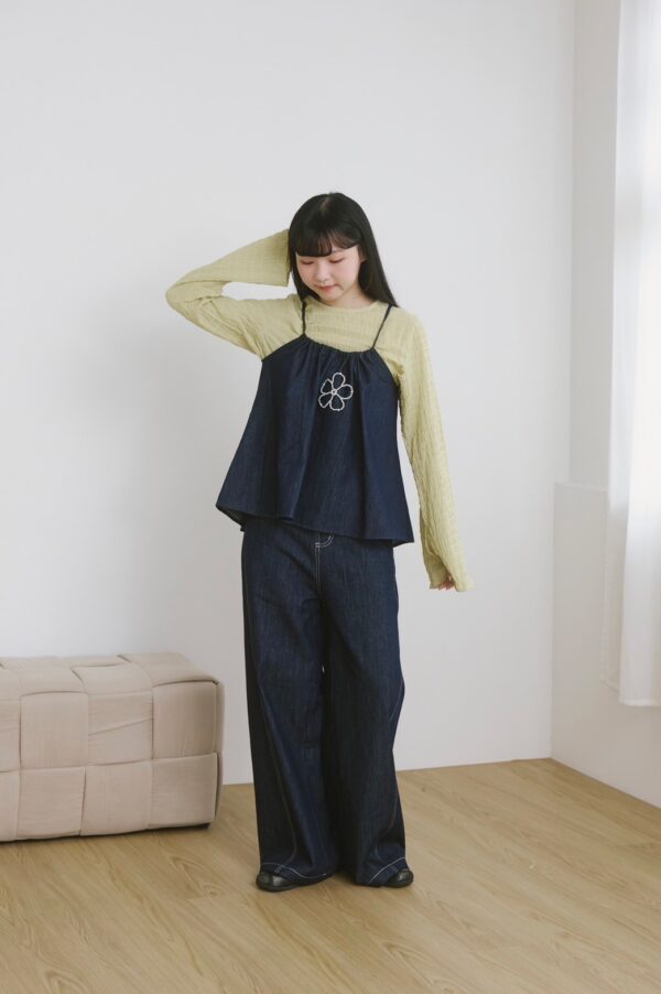 nomo ꕤ 藍調詩集！後綁帶花花牛仔背心