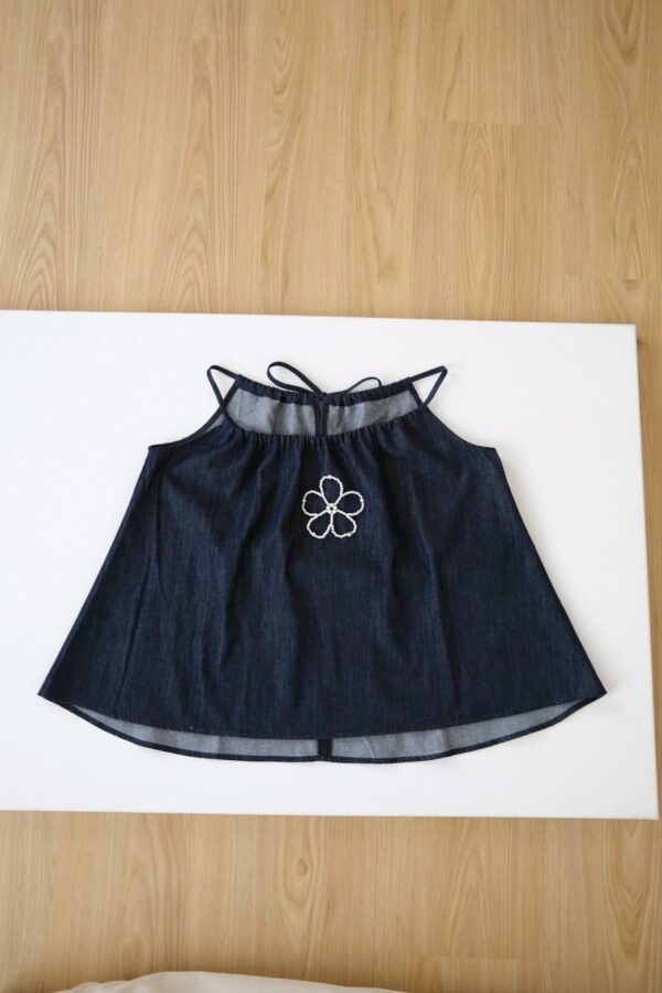 nomo ꕤ 藍調詩集！後綁帶花花牛仔背心