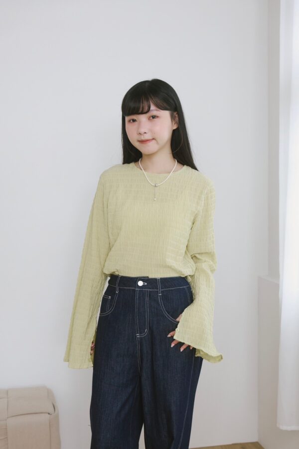 nomo ꕤ 午後薄光！2way設計傘袖織紋上衣 （S/M/L）綠