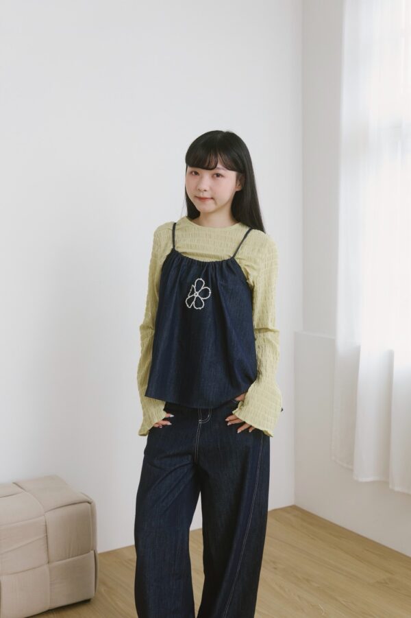 nomo ꕤ 藍調詩集！後綁帶花花牛仔背心