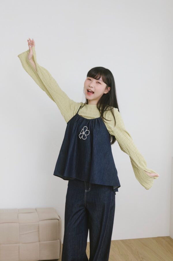 nomo ꕤ 藍調詩集！後綁帶花花牛仔背心