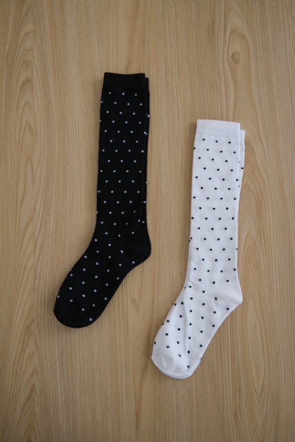 nomo選物 ꕤ 點點造型坑條長襪 黑（korea）