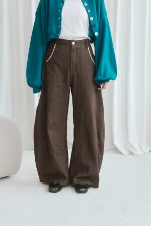 nomo ꕤ 自由足跡！寬版牛仔丹寧錐形褲 咖色 （S/M/L）