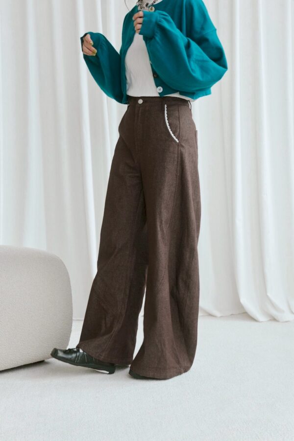 nomo ꕤ 自由足跡！寬版牛仔丹寧錐形褲 咖色 （S/M/L）