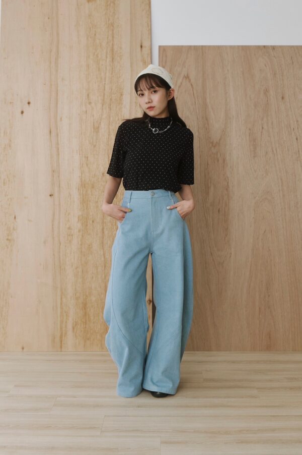 自由足跡！寬版牛仔丹寧錐形褲 淺丹寧 （S/M/L）