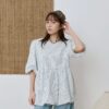 nomo ꕤ 氣泡時光！下擺澎澎設計五分袖上衣 條紋